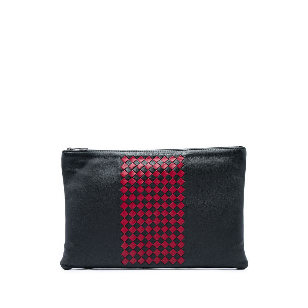 Pre-Loved Bottega Veneta Intrecciato Trimmed Bicolor Nappa Clutch